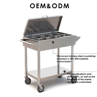 Chariot à condiments en acier inoxydable robuste, chariot à épices multi-niveaux avec roues pour la restauration, les hôtels et les services de traiteur
