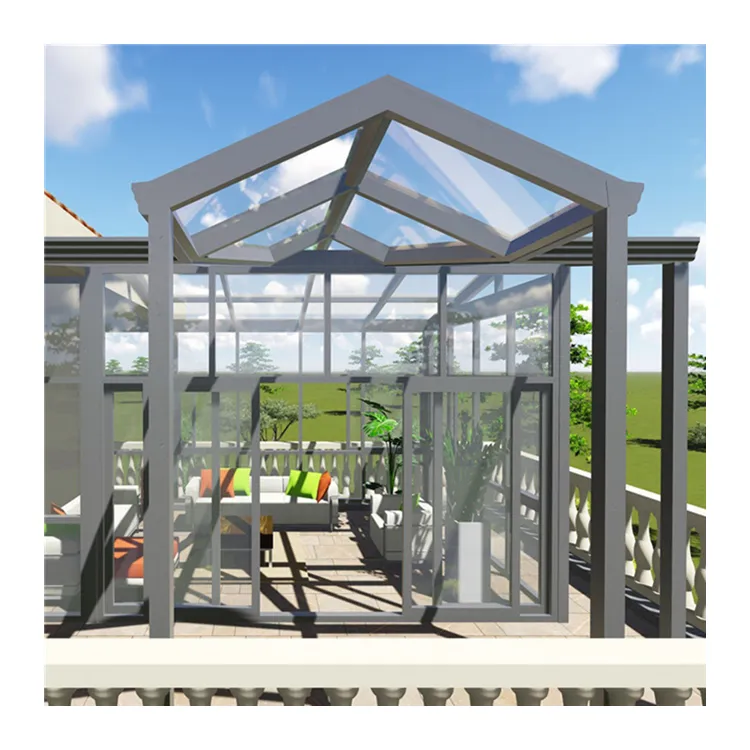 Aluminum Winter Garden Sun Prefabricated Glass House Solarium Sunroom Terrace Prefab Glass Room