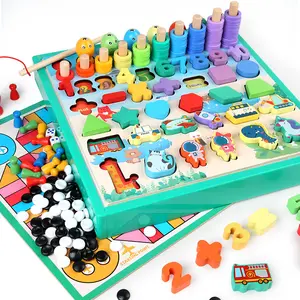 Tudo em um crianças voando xadrez Multi-função mesa placa brinquedo Pesca e classificação crianças jogo de tabuleiro