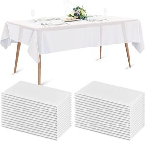 Nappes jetables imperméables en tissu non tissé, couverture de table blanche pour mariage, fête, anniversaire, pique-nique - Product Image 1