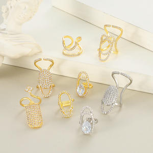 3d Zirkon Diamant verstellbare Maniküre Fingernagel ringe Schmuck Zirkon Nagel ring - Product Image 3