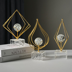 Crystal Ball Art Ornament Glass Acrylic Iron Abstract Sphere Home Decoration Gift - Product Image 3