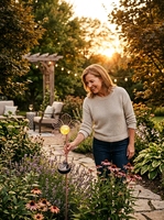 Lampes solaires LED de jardin IP65, étanches, en métal, avec verre craquelé, angle de faisceau à 360°, à intensité variable, pour allée extérieure, pelouse, jardin