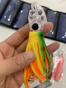 6 pièces/sac Leurres de pêche à la traîne de 6,5 pouces 55g, montés avec jupe, pour marlin et thon, avec <span class=keywords><strong>fil</strong></span> de 100 lb, leurres de traîne pour gros gibier - Product Image 2