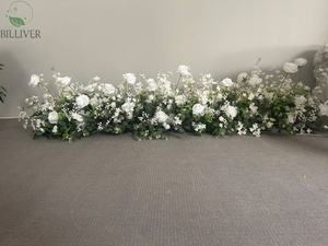 Arrangement de plantes vertes de 200*50 <span class=keywords><strong>cm</strong></span> pour mariage, table longue, conférence, centre de table floral, boules de fleurs décoratives pour mariage - Product Image 1