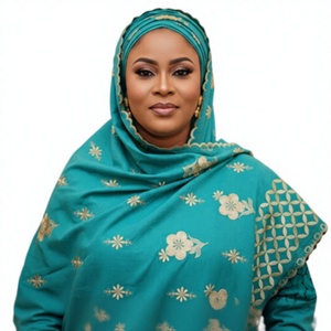 Wholesale Women Cotton Voile <b>Shawl</b> Daisy Flower Embroidered Lattice Border Lightweight Breathable Wrap Scarf OEM ODM Custom - Product Image 1