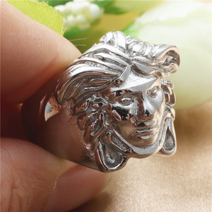 European American Style Titanium Steel Women's Face <b>Ring</b> Retro <b>Silver</b> Gift Jewelry - Product Image 4