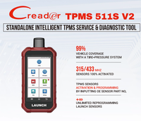Creader TPMS 511S V2 Outil de diagnostic de service intelligent autonome, activation des capteurs pour 99 % des véhicules compatibles