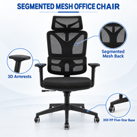 Chaise de bureau ergonomique moderne en maille avec accoudoirs 3D, hauteur réglable, pivotante, pour l'école et l'usage commercial
