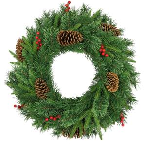 Couronne verte avec 35 LED blancs chauds DIAM. 60CM - Product Image 1