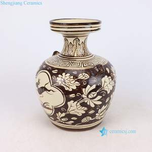 <span class=keywords><strong>Vase</strong></span> décoratif en céramique à motif de fleur de lotus de couleur <span class=keywords><strong>automne</strong></span> RXEP01-A / RXEP03-A marron et blanc - Product Image 3