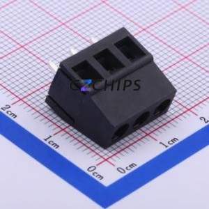 DB128V-5.0-3P-BK-S Screw Terminal Block Through hole Component (THT),P=5mm Connector 1x3P 5mm Black Through Hole - Product Image 2