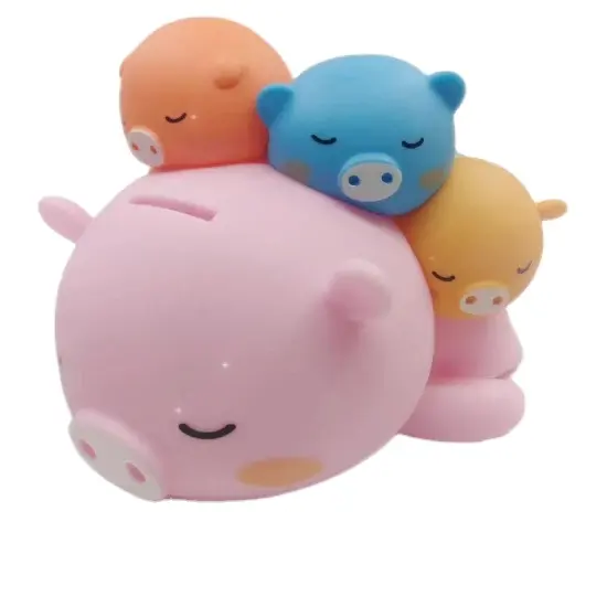 Custom Color Box Packing Super Cute Piggy Family Vinyl Coin Bank