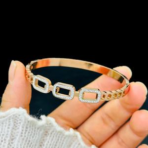 Wholesale Fashion Women's Stainless Steel 18K Gold Plated Zircon Fringe <b>Bangle</b> <b>Bracelet</b> for Anniversary - Product Image 4