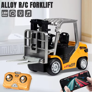 Mini chariot élévateur RC 2,4 GHz en alliage à l'échelle 1/64 avec remorque, jeu de bureau, télécommande via application, camion de chantier, jouets et cadeaux pour enfants - Product Image 2