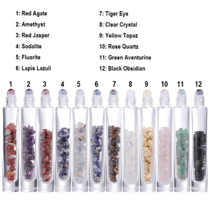 10ml pierres semi-précieuses naturelles bouteilles à rouleaux d'huile essentielle bouteilles à bille en verre clair pierres précieuses avec des copeaux de <span class=keywords><strong>cristal</strong></span> à l'intérieur - Product Image 3