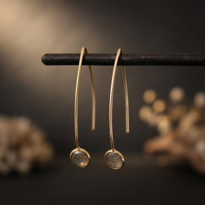 Excelentes pendientes de aro de oro, aros de labradorita, Vermeil Pendiente de oro, pendiente de plata 925, pendiente de piedras preciosas de labradorita facetada redonda - Product Image 3