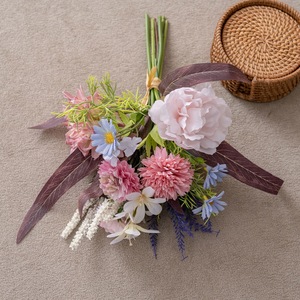 Bouquet de fleurs artificielles rose et bleu mélangé, thème 'Écoutez la flûte sous la lune', pour décoration intérieure et arrangement de mariage CF01454A - Product Image 2