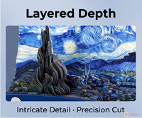 Blocco Note 3D in Carta Artistica con Stampa Notte Stellata di Van Gogh, Luce LED e Staccabili Fogli, Regalo per Amanti dell'Arte