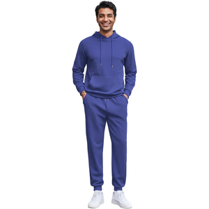 Ensemble de survêtement homme été deux pièces en molleton technique avec sweat à capuche zippé et pantalon de jogging, tenue de sport personnalisable avec logo, collection 2026 - Product Image 1