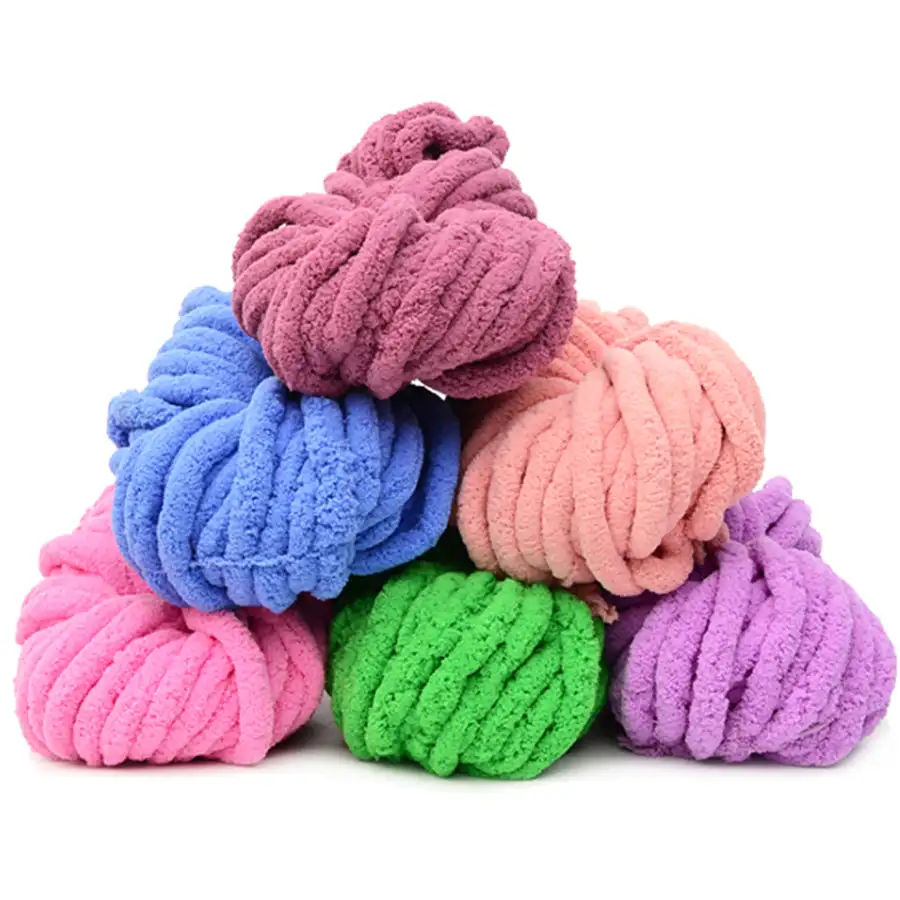 China manufacturer wholesale chenille yarn price cheap chenille chunky yarn for hand knitting blanket