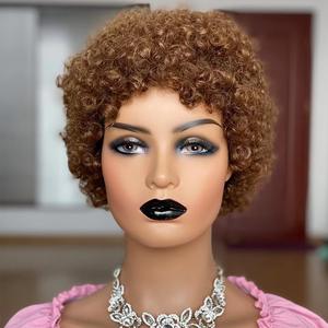 Support Custom Colored Wholesale Pixie Cut Curls <strong>Wig</strong> Cheap Short <strong>Afro</strong> Kinky Curly Human Hair Machine Made <strong>Wigs</strong> for Black Women - Product Image 4