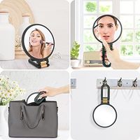 Miroir de maquillage double face noir pour femmes, grossissement 1x et 20x, poignée pliable et miroir de voyage portable, miroir de bureau personnalisé