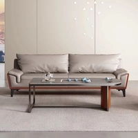 Canapé d'angle en cuir 4 places de style sud-africain moderne pour petit salon ou appartement