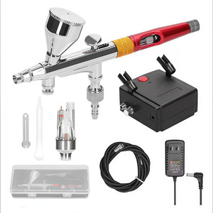 Kit aérographe double action mini avec pompe électrique, alimentation par gravité, vitesse réglable pour nail art et modélisme, design portable - Product Image 1