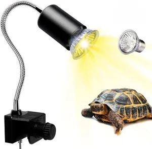 Reptile Heat Lamp,UVA UVB Light for Aquarium Turtle Tank,Basking Bulb and Swivel Clamp Stand for Tortoise,Snake,Frog,Lizard