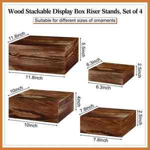 Rustic Farmhouse Style Wooden Serving Trays Set of 4 Eco-Friendly Stackable <b>Cake</b> Risers for Wedding Party Decor OEM Accepted - Product Image 5