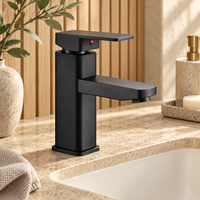 Robinet de lavabo carré à levier unique en acier inoxydable 304, mitigeur de lavabo finition chromée, céramique, pour hôtel, OEM, sur mesure