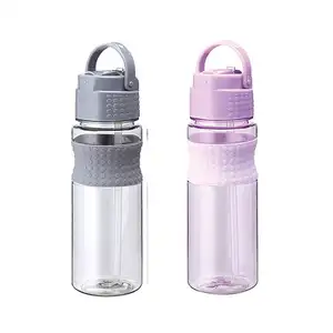 630ML 21oz PLASTIC WATER BOTTLE feeding Portable cups With Straw Drinking Bottle with Handle Kids Bottle
