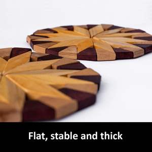 Juego de 2 Salvamanteles LUMINA de Madera Natural Marrón, Ecológicos, Resistentes y Duraderos, de 7 Pulgadas Cuadradas. Artículos Festivos en Existencia - Product Image 3