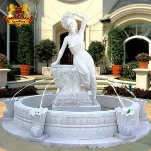 Outdoor Home Garden Decoration Round Tiered Durable Marble Stone Water Fountain Elegant Hand Carved Marble Fountain