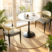 Ensemble table et chaises de conférence en dalles de pierre, style nordique, luxe abordable, petite table ronde pour salons de thé tendance et compactes