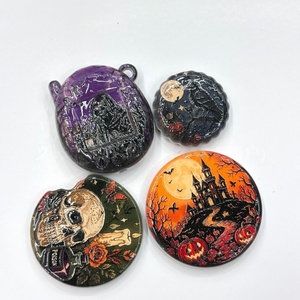 Cuentas acrílicas de dibujos animados de Halloween con diseños de Castillo y Bruja, para llaveros DIY, colgantes para teléfono y colgantes para bolso, suministros de abalorios variados - Product Image 4