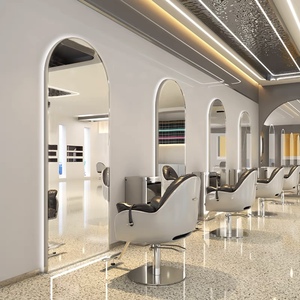 Sıcak satış Salon mobilya berber dükkanı Led ışıkları ile özel ayna kuaför duvar aynası Salon ekipmanları - Product Image 3