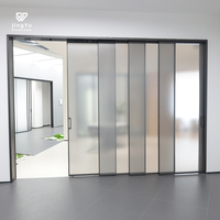 Factory Price Narrow Frame Double Tempered Glass Aluminum Fiberglass Partition Slide Systems Modern Waterproof Glass Sliding