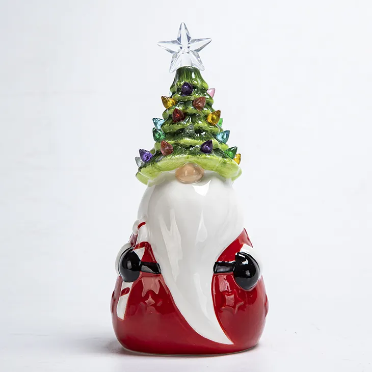 Gnome led árvore de natal decorações, elf, brinquedo, fomes de cerâmica, com luzes led