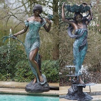 Sculpture de fontaine en bronze homme Prométhée, grande taille, personnalisable, pour jardin extérieur, en métal, fabriquée par fonderie d'art en bronze par procédé de moulage à la cire perdue