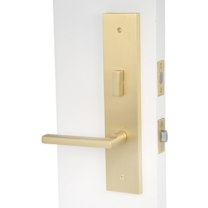 Ensemble de poignées de porte d'entrée modernes avec serrure à cylindre unique et loquet de passage pour portes intérieures et extérieures - Product Image 2
