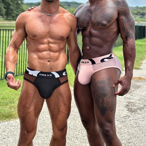 Pantaloncini Sexy a vita bassa da uomo con ampia tasca in Nylon trasparente slip sportivi con cuciture mutandine Bikini - Product Image 4