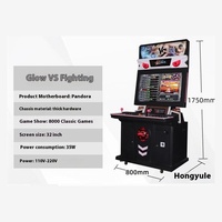 Console d'arcade Pandora King de 32 pouces, grande boîte double au clair de lune, jeu d'armoire de chasse à pièces de bureau nostalgique en anglais