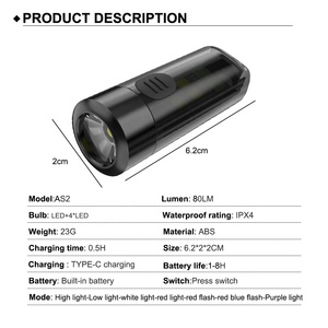 Miglior regalo fischietto torcia portachiavi luce portatile portatile Super luminoso TYPE-C ricarica lavoro di emergenza luce da campeggio - Product Image 6