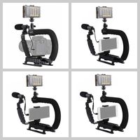Stabilisateur de caméra de poche en forme de C, support DV Portable, lumière de Studio, Kit de Microphone, projecteur vidéo avec tête de trépied à chaussure froide