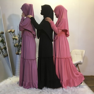 6378# Prayer Long Sleeve Sets Robe Islamic Abaya Jilbab Khimar Muslim Women Praying Hijab Dresses - Product Image 3