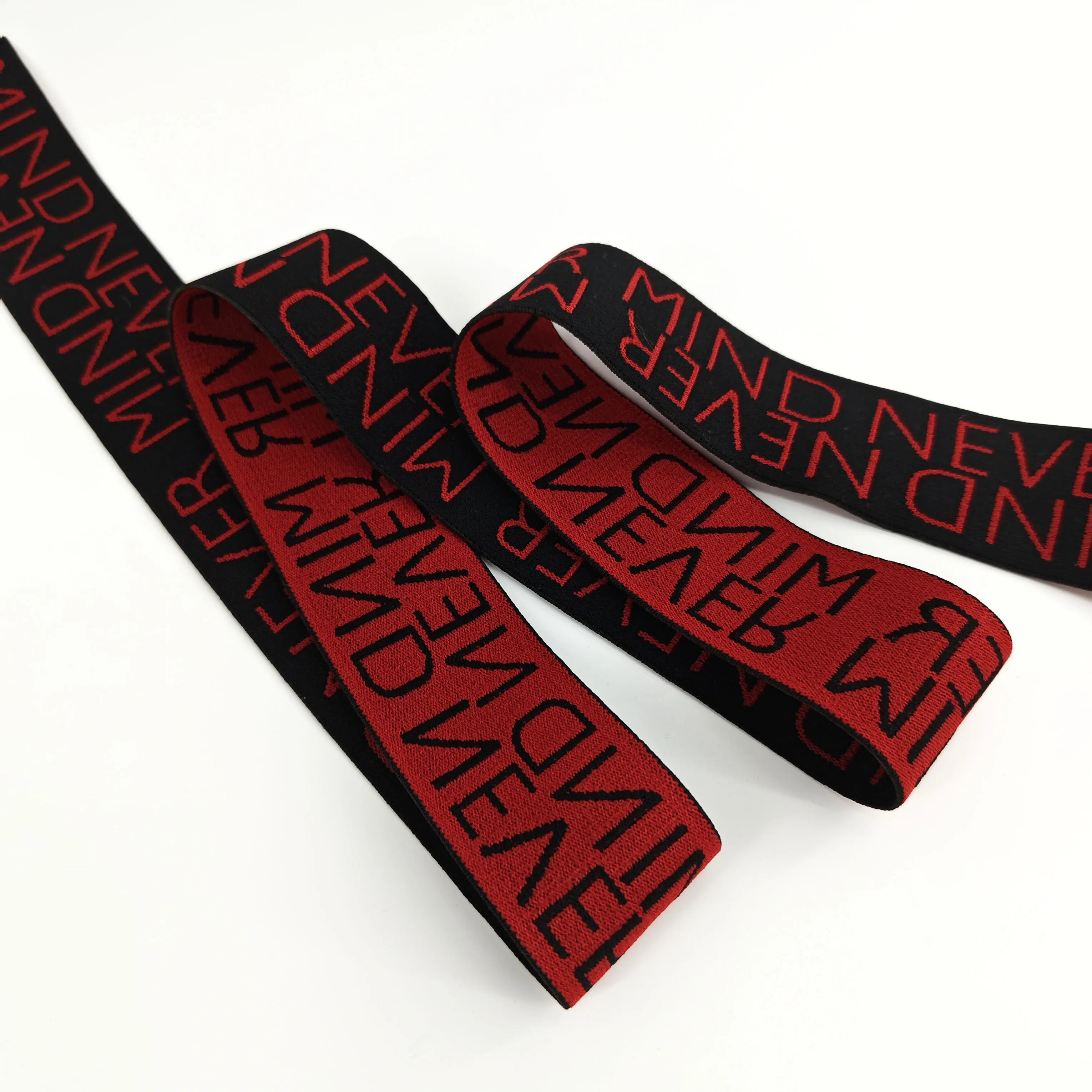 Amostra grátis fabricante logotipo personalizado nylon jacquard elástico web banda jacquard strap