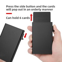 SHIMENGFU Modelo B, Tarjetero de Aluminio para Hombre, Estilo Ejecutivo, con Bloqueo RFID, Personalizable con Logotipo, Delgado, sin Cierre, 50G