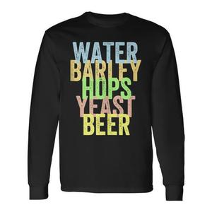 Ingredientes para la elaboración de cerveza: Agua, Cebada, Lúpulo, Levadura, Cerveza Ale, Camiseta de manga larga - Product Image 1